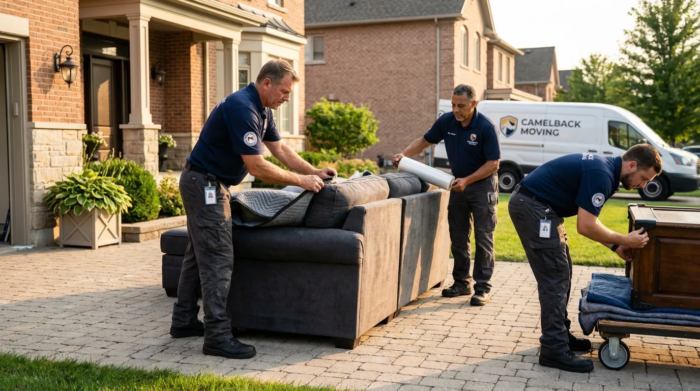Large estate moving crew wrapping furniture in Sumiton, AL